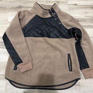 Abercrombie & Fitch Fleece Pullover Jacket Size Large Tan & Black